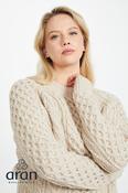 Handknit Womens Plus Size Aran Sweater - Beige / M image