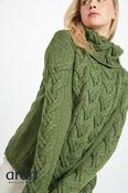 Aran Super Soft Chunky Cowl Sweater - Green / XL