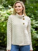 Super Soft Three Button Aran Cable knit Cardigan - COTTAGE ROSE / LARGE