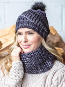 Handmade in Ireland - Snood and Bobble Hat Set - Grey image