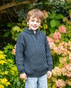 Kids Half Zip Aran Sweater Blackwatch - Black Watch / 9-10 yrs image