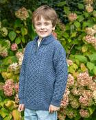 Kids Half Zip Aran Sweater Denim - 1-2 yrs image