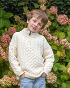 Kids Aran Half Zip Sweater Natural - Natural / 9-10 yrs