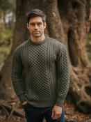 Unisex Merino Wool Aran Sweater - Army Green - Army Green / M image