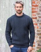 Unisex 100% Merino Wool Aran Sweater - Blackwatch - XL image