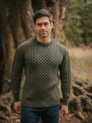 Unisex Merino Wool Aran Sweater - Army Green - Army Green / XS image