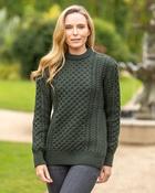 100% Merino Wool Light Weight Aran Sweater Army - NAVY / EX. LARGE image