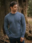 Unisex Merino Wool Aran Sweater Denim Marl - M image