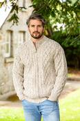 Aran Zip Cardigan XP3016 - Beige Fleck / XXL