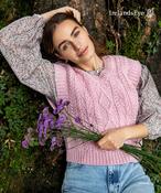 Sweetpea V Neck Aran Vest Pale Pink - L