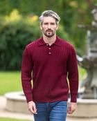 Extra Fine Merino Wool Button Neck Sweater - Berry - S image