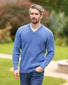 Extra Fine Merino Wool V Neck Sweater Sky Blue - XXL image