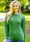 Ladies Merino Wool Aran Sweater - Kiwi Green - S image