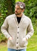 Mens Ribbed Shawl Neck Cardigan SH4627 - Oatmeal / XL