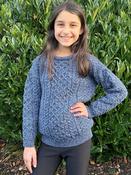 Kids Aran Sweater Merino Wool - Denim Marl - 7-8 yrs