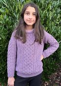 Kids Aran Sweater Merino Wool - Lavender - 9-10 yrs image