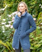 Irish Aran Coatigan Sea Melange - ARMY GREEN / XX. LARGE image