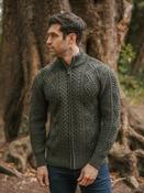 Full Zip Mens Aran Cardigan - Army Green - BRNML / XX. LARGE