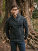 Shawl Neck Aran Sweater Blackwatch - Black Watch / XL