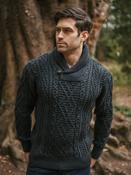 Shawl Neck Aran Sweater Blackwatch - Black Watch / S
