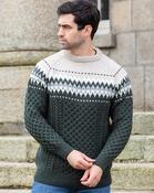 Unisex Merino Wool  Aran Fairisle Sweater Army Green - S image