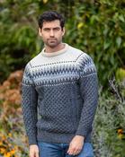 Unisex Merino Wool  Aran Fairisle Sweater Slate - XL image