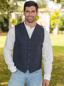 Mens Tweed Waistcoat Blue Overcheck - Chest 44 inches image