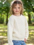 Kids Aran Sweater Merino Wool - Natural - 5-6 yrs