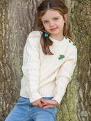 Cream Cable Knit Kids Sweater with Shamrock - 5-6 yrs