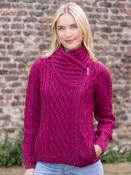 Aran Cable Knit Side Zip - Raspberry - XL image