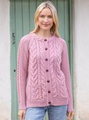 Irish Super Soft Aran Cardigan Rose - XL