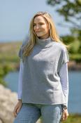 Merino Wool &amp; Cashmere Short Sleeve Sweater Silver Grey