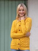 Irish Supersoft Aran Cardigan Yellow - XS