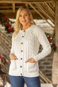 Irish Supersoft Aran Cardigan Natural - M