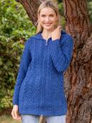 Hooded Zip Coat - Blue Marl - L