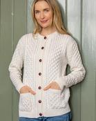 Irish Aran Lumber Cardigan Natural - XS
