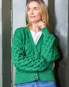 100% Merino Wool Cropped Aran Cardigan - Kiwi - M
