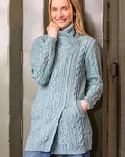 Long Side Zip Biker Jacket - 100% Merino Wool Aqua - XXL