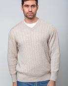 Extra Fine Merino Wool V Neck Sweater Beige - XXL image