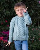 Kids Irish Aran Sweater Aqua - 7-8 yrs image