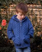 Kids Merino Hooded Aran Zip Cardigan - 12-18 months / Blue image