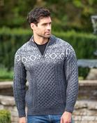 Fairisle Half Zip Sweater Slate - 100% Merino Wool - S image