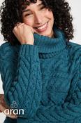 100% Super Soft Merino Wool Cowl Neck Teal - S