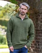 Half Zip Lambswool Sweater Moss Green - Moss Green / XXL image