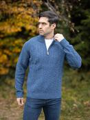 100% Lambswool Cable Knit Half Zip Indigo - Indigo Blue / S image