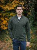 100% Lambswool Heavyweight Half Zip Army Green - Green / XL image