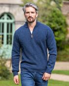 100% Lambswool Half Zip Indigo Marl - Indigo Blue / XL