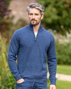 100% Light Weight Lambswool Half Zip Indigo Marl - Indigo Blue / 3XL