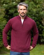 100% Light Weight Lambswool Half Zip Rhododendron - Berry / S