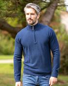 100% Light Weight Lambswool Half Zip Navy Night - Navy / M